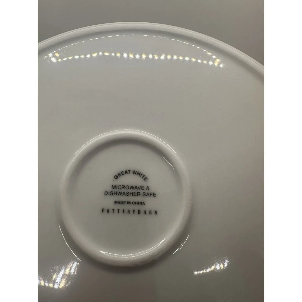 Pottery Barn Great White Mingling Wine Appetizer Plates Glass Holder Set of 5
